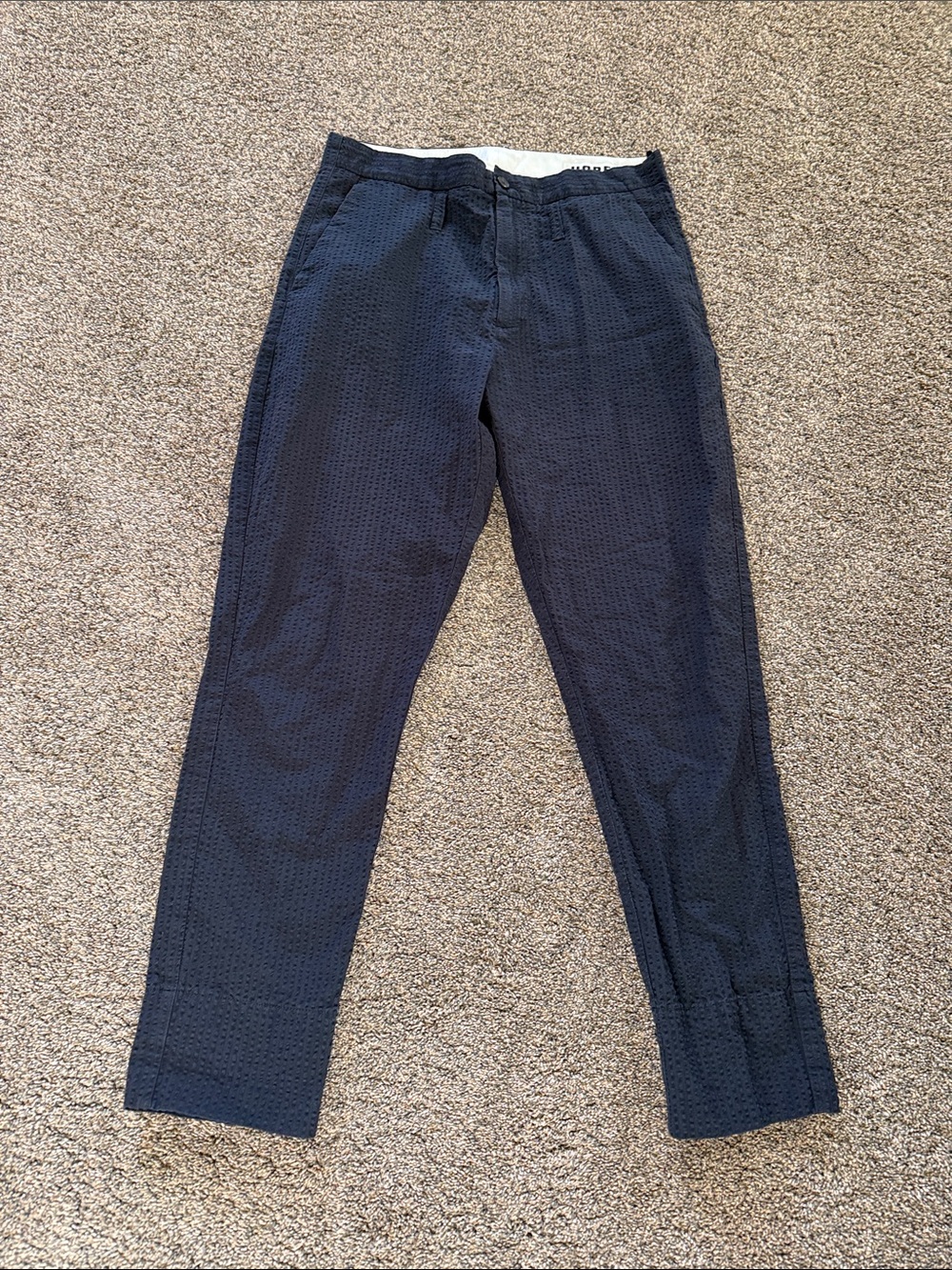 Women's Navy Textured Trousers